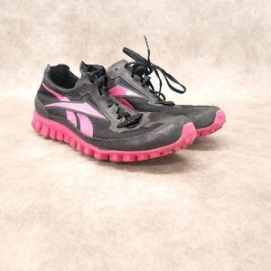 Reebok Womens RealFlex Run J87405 Size 5.5 Black Pink Running Shoes